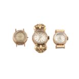 Tres cajas de reloj de sra años 50 en oro rosa de 18K. Marcas:Potens, Exactus y Radiant Precisan