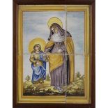 “Santa Ana y la Virgen Niña” Cuatro paneles de cerámica esmaltada. Valencia, S. XVIII Medidas: 40