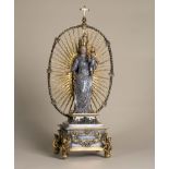 “Virgen del Rosario” Plata, plata sobre dorada y policromada en rostro y manos. Trabajo italiano,