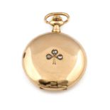 Reloj saboneta suizo para sra ff s XIX en oro de 18K . Esfera en porcelana blanca con numeración