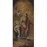 MIGUEL PARRA (1780-1846) San Joaquín con la Virgen niña, h. 1810-1820 Óleo sobre lienzo adherido a