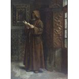 IGNACIO LEÓN ESCOSURA (Oviedo, 1834-Toledo, 1901) Monje franciscano leyendo Óleo sobre tabla 22 x 16
