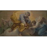 FRANCISCO LLÁCER (1781-1857) Padre eterno con dos ángeles Óleo sobre lienzo adherido a tabla. 13,2 x