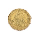 Broche con moneda de 8 escudos de Fernando VII de 1809 México JF Con marco de broche sin soldar en