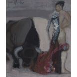 JUAN ALCALDE (Madrid, 1918) Torero, 1979 Óleo sobre lienzo. 27 x 22 cm. Firmado áng.sup.izq.