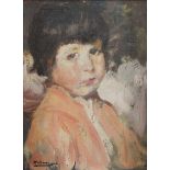 FERNANDO ALVÁREZ DE SOTOMAYOR (La Coruña, 1875 - Madrid, 1960) Retrato de niña Óleo sobre lienzo