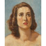 JAVIER CORTÉS Retrato femenino Óleo sobre tabla. 42 x 34 cm. Firmado áng.inf.dcho.