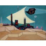 OSCAR DOMÍNGUEZ (La Laguna, Tenerife, 1906 - París, 1957) “Suburbio con vela”, 1957 Óleo sobre