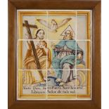 “La Santísima Trinidad” Panel de nueve azulejos de cerámica esmaltada Valencia, S. XVIII Medidas: 63