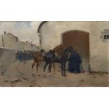 JOSEP CUSACHS Y CUSACHS (Montpellier 1851 - Barcelona 1908) La Boleta Óleo sobre lienzo 30,5 x 50,