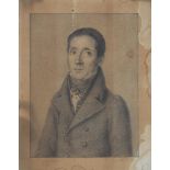 FRANCISCO ENRÍQUEZ Y GARCÍA (doc. 1791-1841) Retrato de caballero Dibujo a lápiz sobre papel. 18,5 x