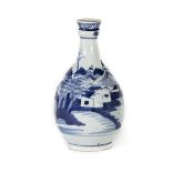 Jarrón en porcelana azul y blanca. China, ff. S. XIX Medidas: 22,5 x 12 cm.