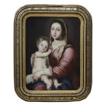 COPIA DE BARTOLOMÉ ESTEBAN MURILLO (Escuela española, h.1700) Virgen con niño Óleo sobre lienzo.