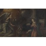 ESCUELA HISPANO- FLAMENCA, SIGLO XVII Anunciación Óleo sobre cobre. 23 x 35,5 cm.
