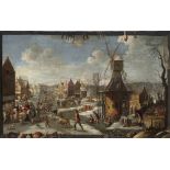 JAN BRUEGHEL, EL JOVEN (1601-1678) Vista de un paisaje de invierno y Vista de un paisaje de verano