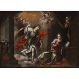 JUAN VALDÉS LEAL (Sevilla, 1622-1690) Anunciación Óleo sobre lienzo. 50,65 x 70 cm. Si la producción