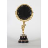 Espejo de tocador Carlos X de bronce dorado, cristal tallado y mármol. Trabajo francés, h. 1830
