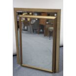 A large gilt frame rectangular wall mirror inset bevelled plate, 44” x 33¾”; & another gilt frame