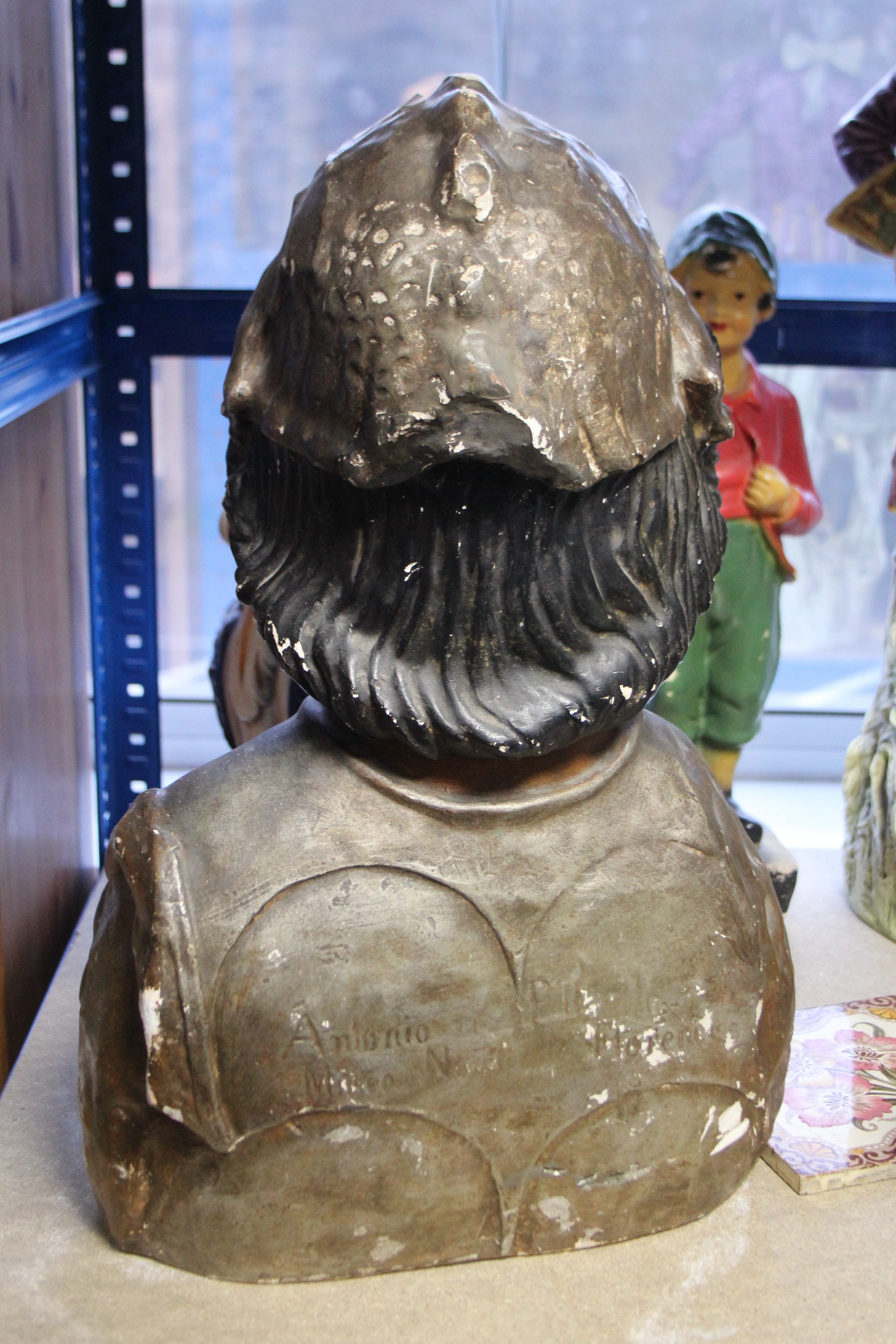 A painted composition bust Joan of Arc?, 20” high; a copper lantern of six-sided form; a large - Image 2 of 8