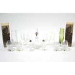 Two Caithness glass vases; four Waterford cut-glass brandy balloons; a set of six cut-glass