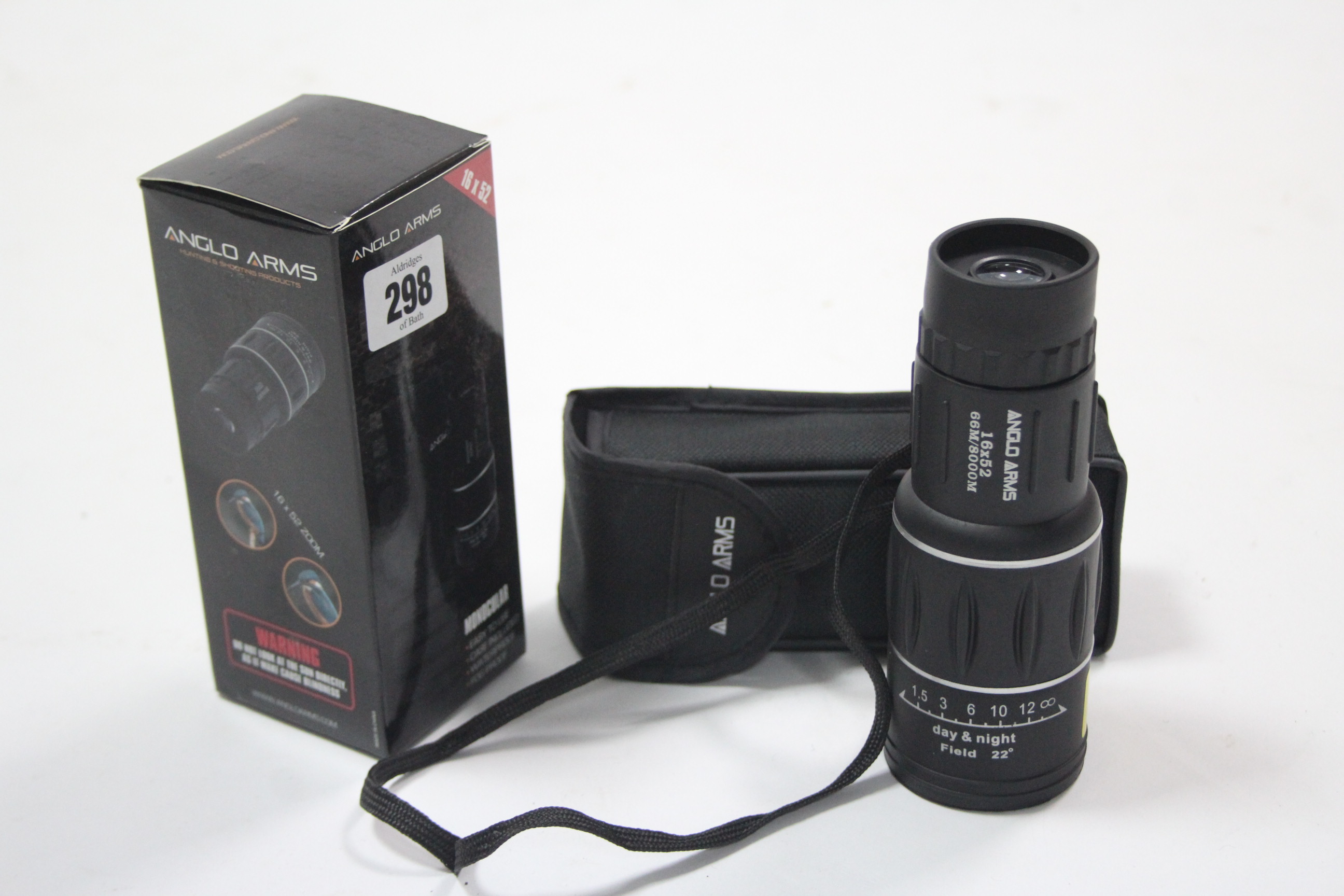 An Anglo Arms 16 x 52mm monocular – as new, boxed.