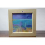 A small oil painting on canvas by Alison Hanner, titled “St Ives Bay, 2nd Day”, signed, 11¼” square,