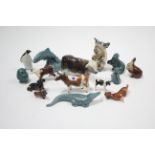 Three Beswick animal ornaments; & twelve various other animal ornaments; part w.a.f.