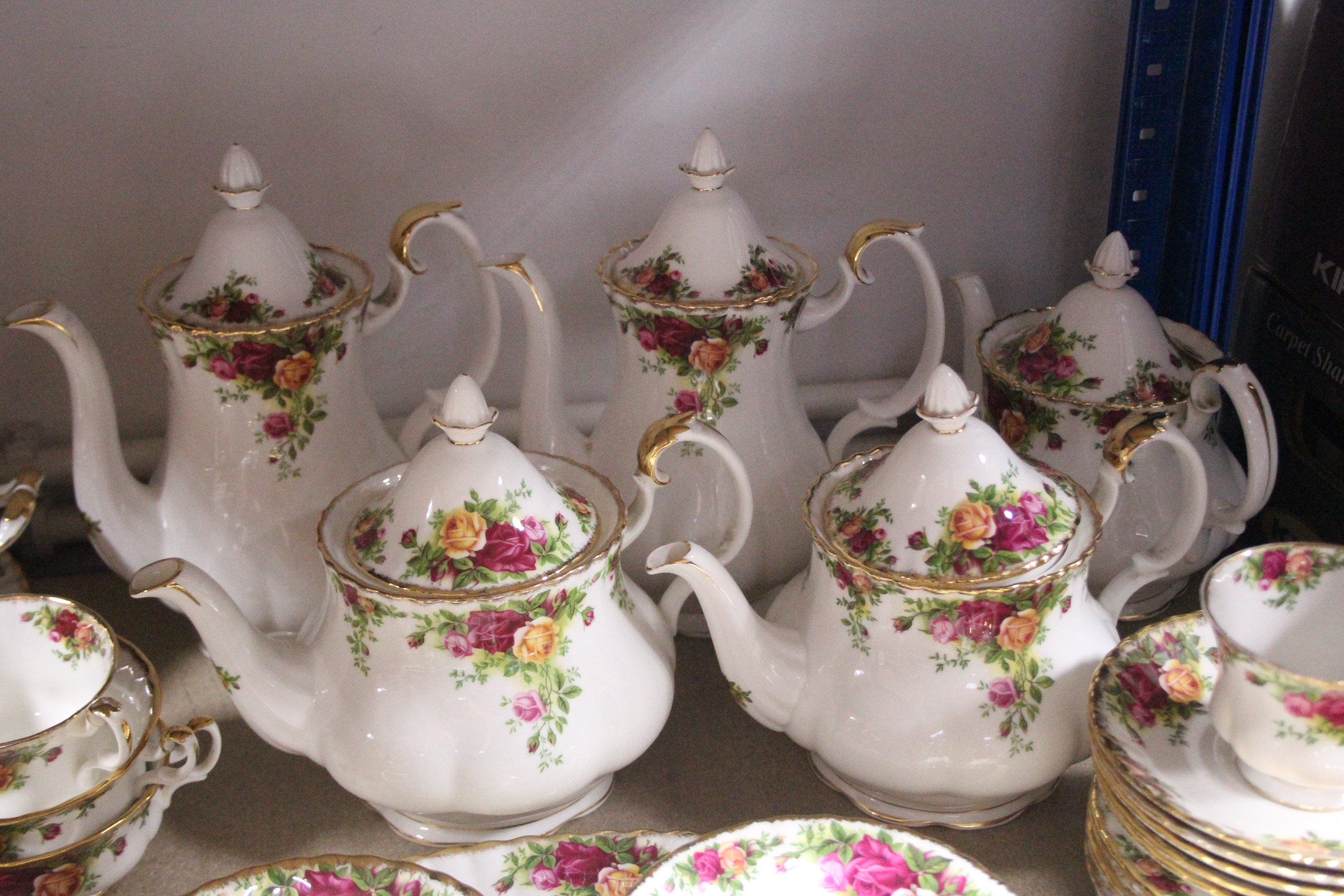 A Royal Albert “Old Country Roses” pattern sixty-three piece part dinner, tea & coffee service.