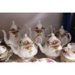 A Royal Albert “Old Country Roses” pattern sixty-three piece part dinner, tea & coffee service.