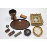 A 19th century inlaid-mahogany small oval tea tray 11½” x 7½”; together with six various trinket