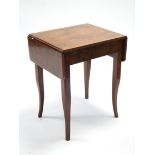 A 19th century continental figured mahogany drop-leaf side table fitted frieze drawer, & on four
