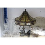 A Tiffany-style table lamp, 16½” high; & various items of decorative china, etc.