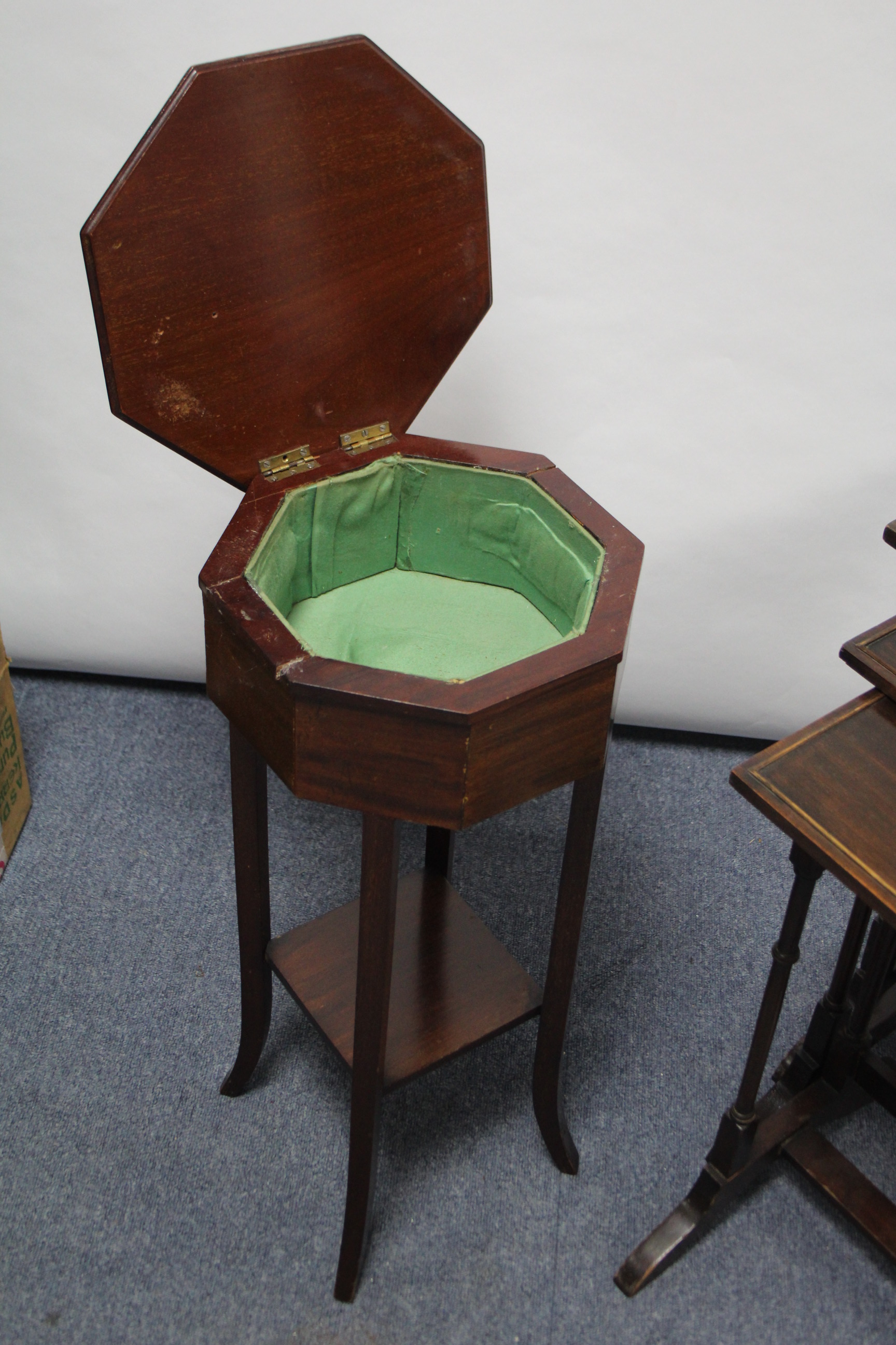 A mahogany nest of three rectangular occasional tables; & a mahogany needlework table with octagonal - Image 5 of 5