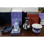 Two Wedgwood glass cameo goblets "Royal Silver Jubilee" & "Princess Anne's Wedding"; a ditto pair of