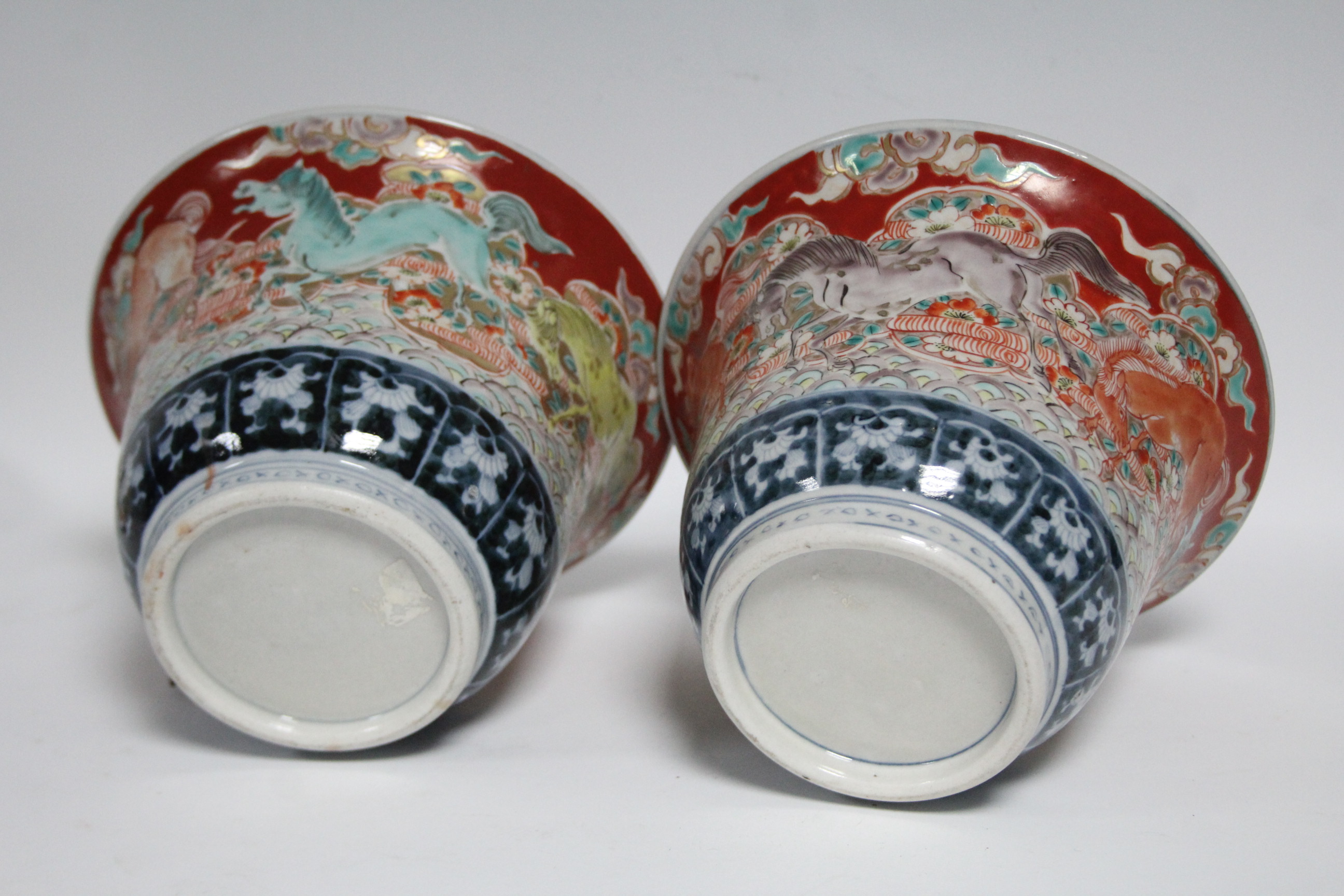 A pair of late 19th century Japanese Imari porcelain vases of rounded form with flared rims, the - Image 7 of 9