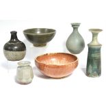 A group of six items of studio pottery small vases & bowls.