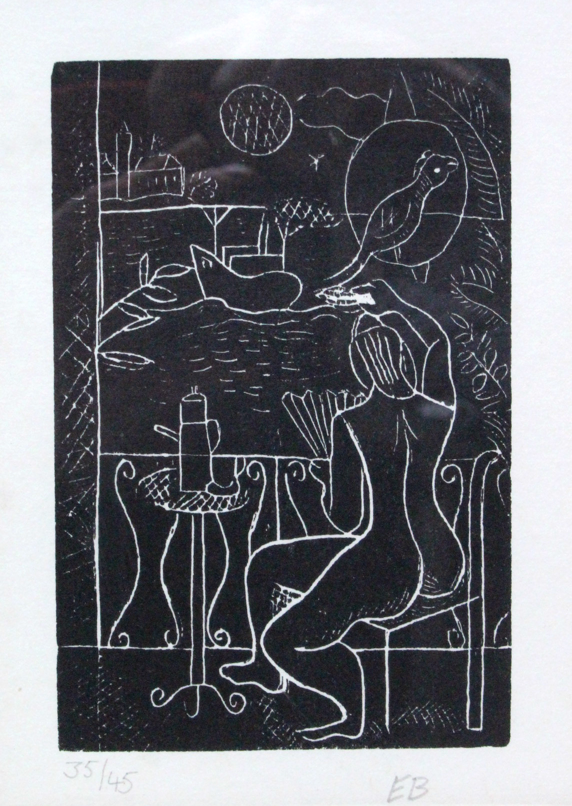 BURRA, Edward (1905-1976) Two black-&-white woodcuts, titled: “Fleet’s In”, & “Boy With Jug”, each - Image 4 of 6