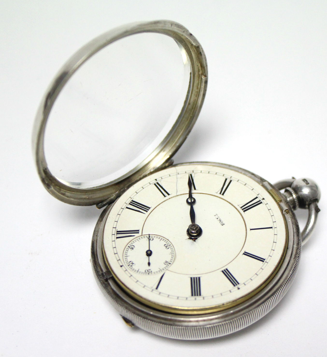 A Victorian silver cased open-face gent’s pocket watch with verge movement, the white enamel dial - Image 6 of 8