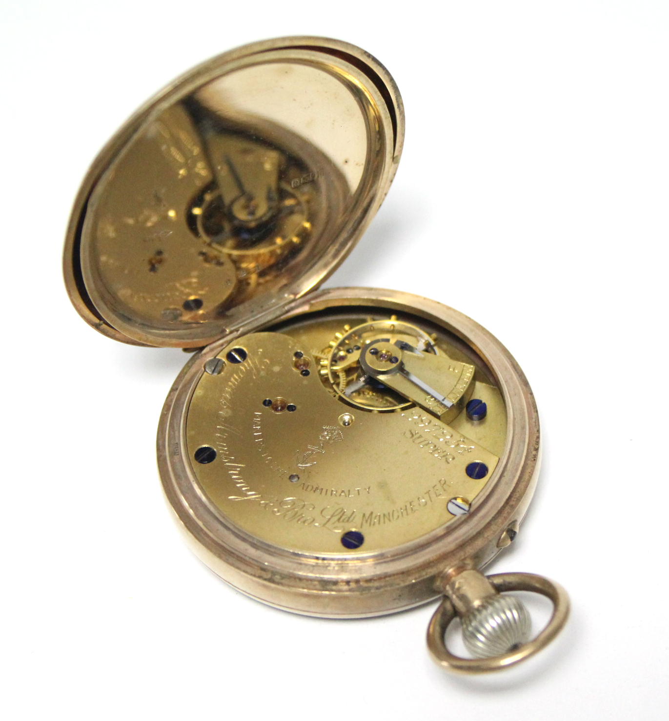 A 9ct. gold cased open-faced gent’s pocket watch, the white enamel dial with black roman - Image 3 of 4