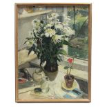 REED, Denis William (1917-1979) A still-life study titled: “Daisies At The Window”. Signed; oil on