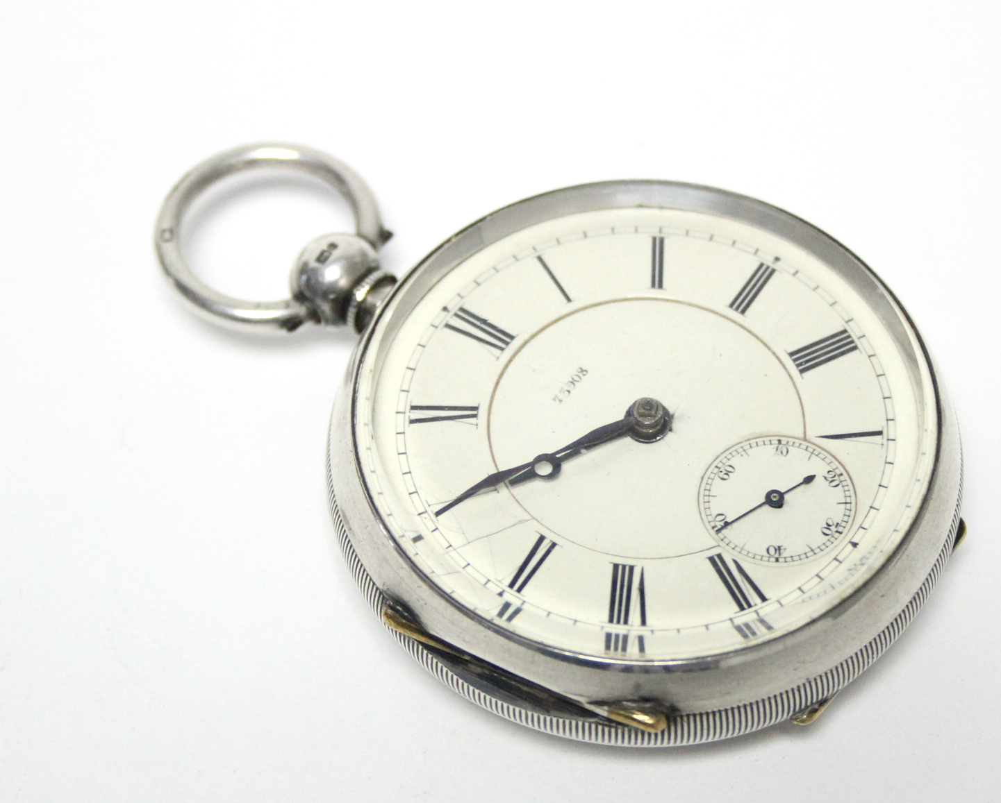 A Victorian silver cased open-face gent’s pocket watch with verge movement, the white enamel dial - Image 2 of 8