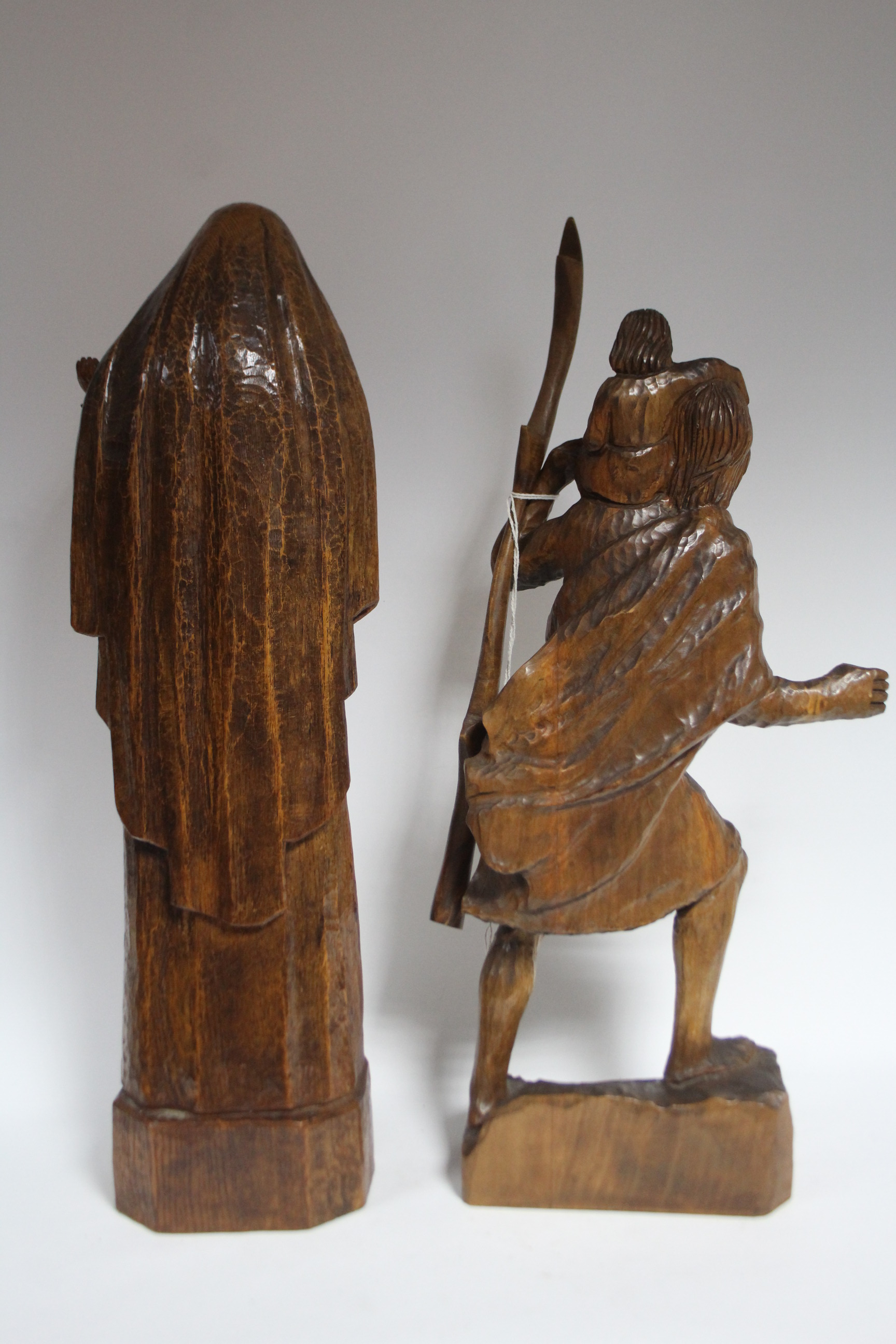 A large carved oak standing figure of the Virgin Mary & Infant Christ; 30” high; & a carved limewood - Image 6 of 7