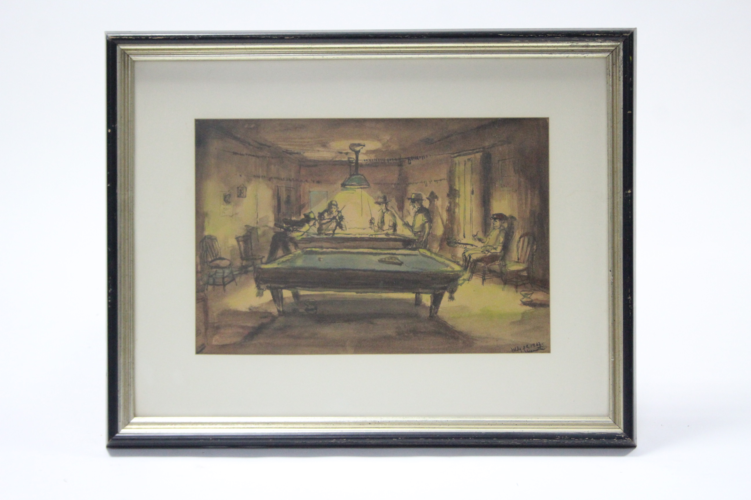 BARRATTI, J. (20th century) A Manhattan bar-room scene, inscribed “On The Bowery”, signed & dated J - Image 7 of 9