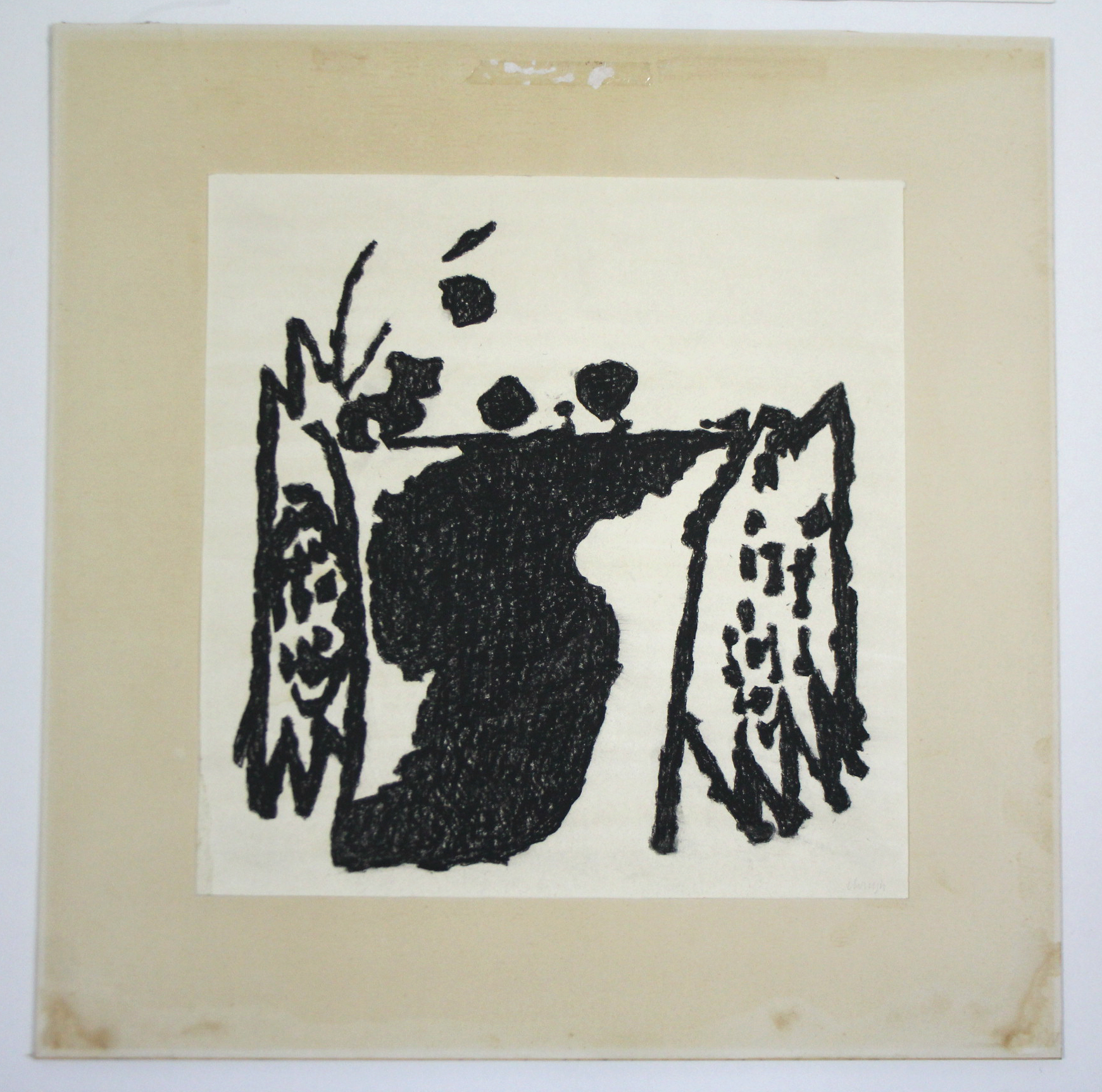 CLOUGH, Prunella (1919-2000) “Untitled Drawing No. 17, 1972”, black-&-white study, signed in - Image 2 of 6