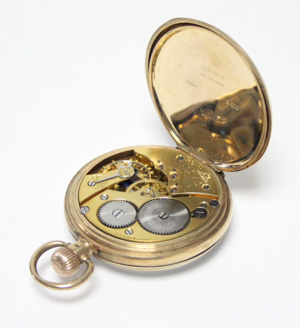 A 9ct. gold cased open-face gent’s pocket watch with Swiss movement, the white enamel dial with - Image 4 of 5