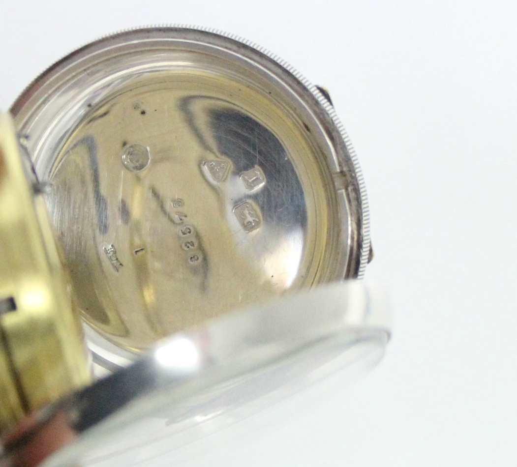 A Victorian silver cased open-face gent’s pocket watch with verge movement, the white enamel dial - Image 5 of 8