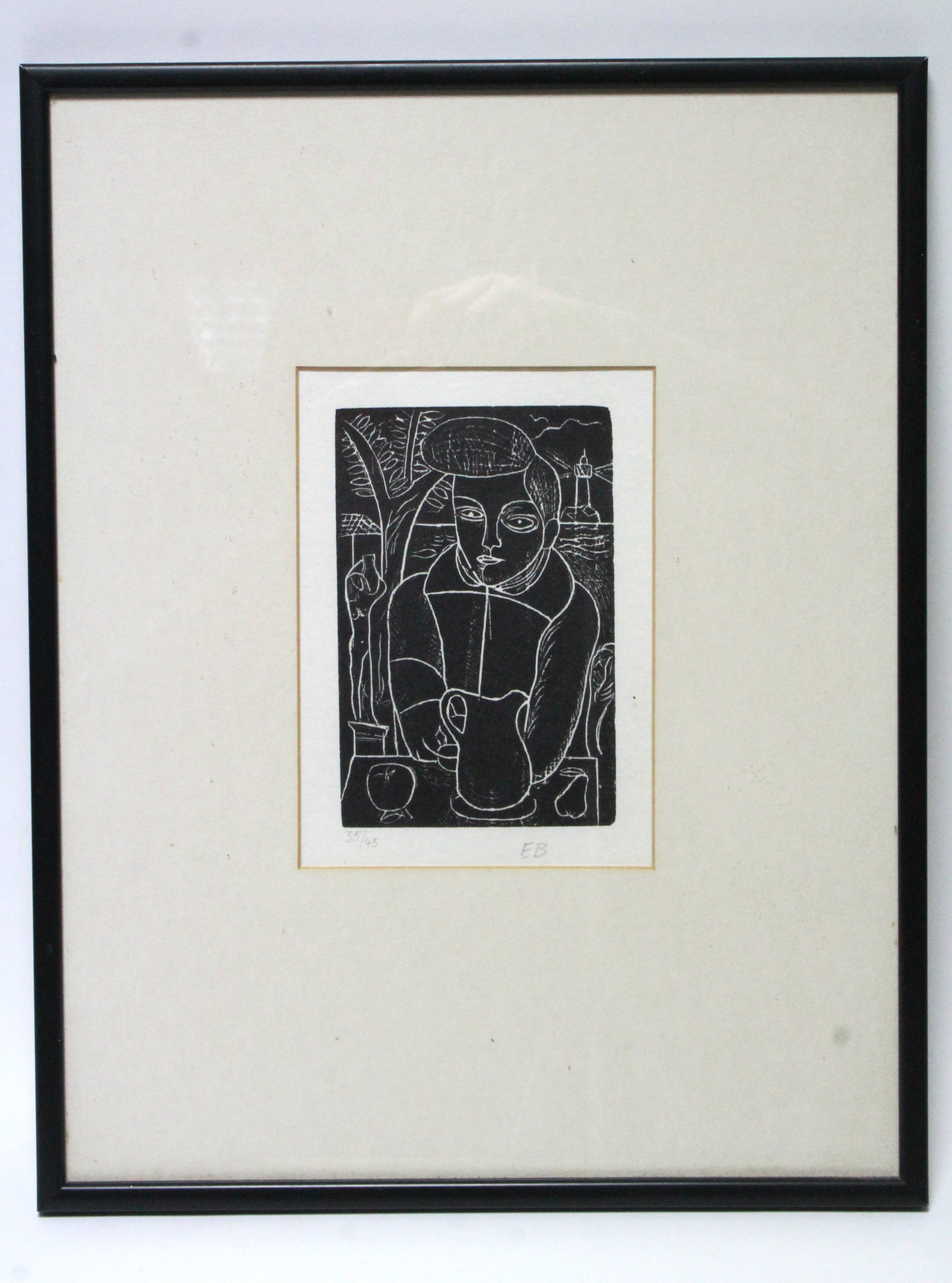 BURRA, Edward (1905-1976) Two black-&-white woodcuts, titled: “Fleet’s In”, & “Boy With Jug”, each - Image 2 of 6