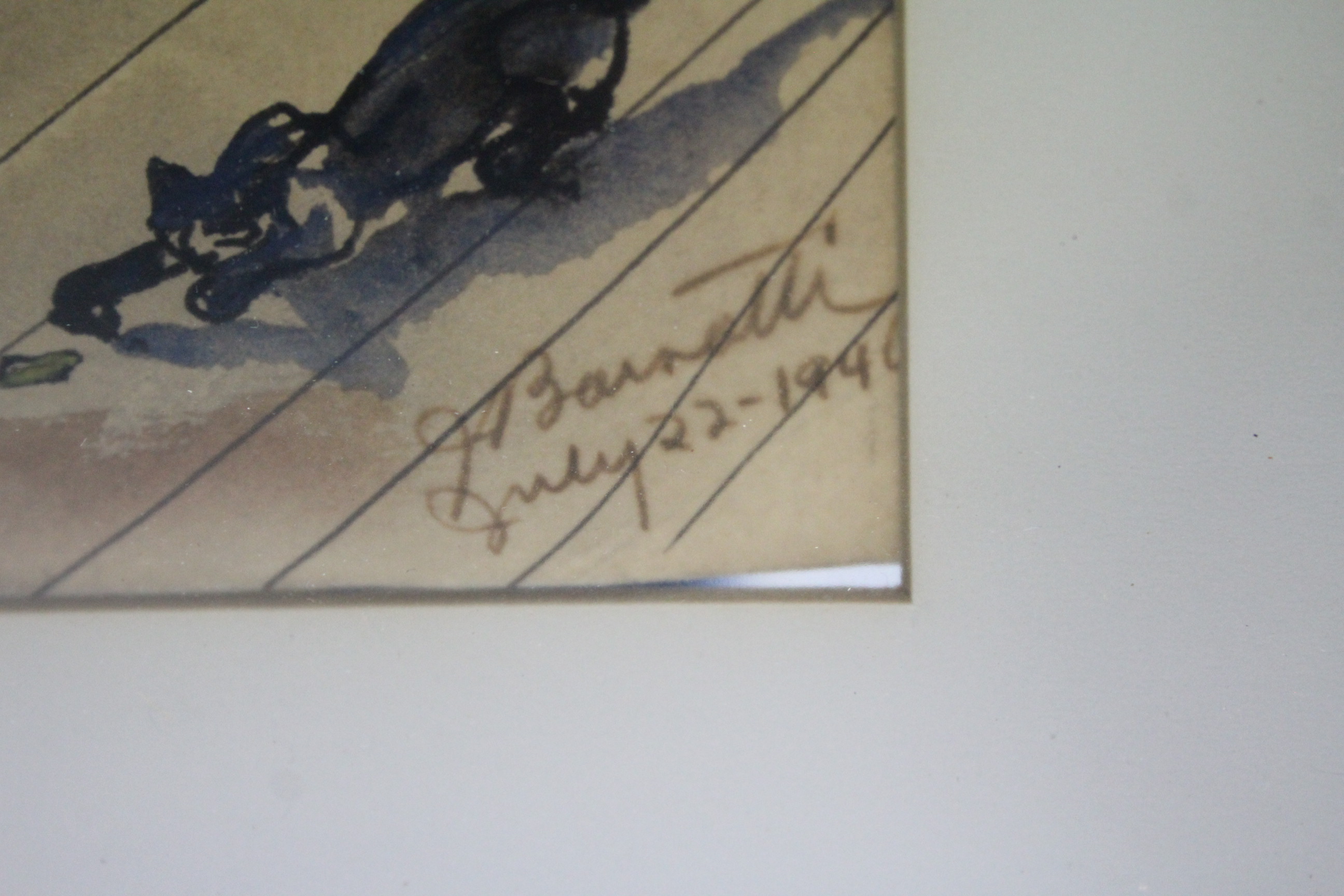 BARRATTI, J. (20th century) A Manhattan bar-room scene, inscribed “On The Bowery”, signed & dated J - Image 5 of 9