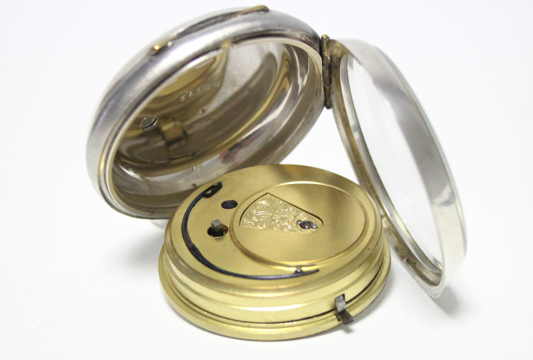 A Victorian silver cased open-face gent’s pocket watch with verge movement, the white enamel dial - Image 3 of 8