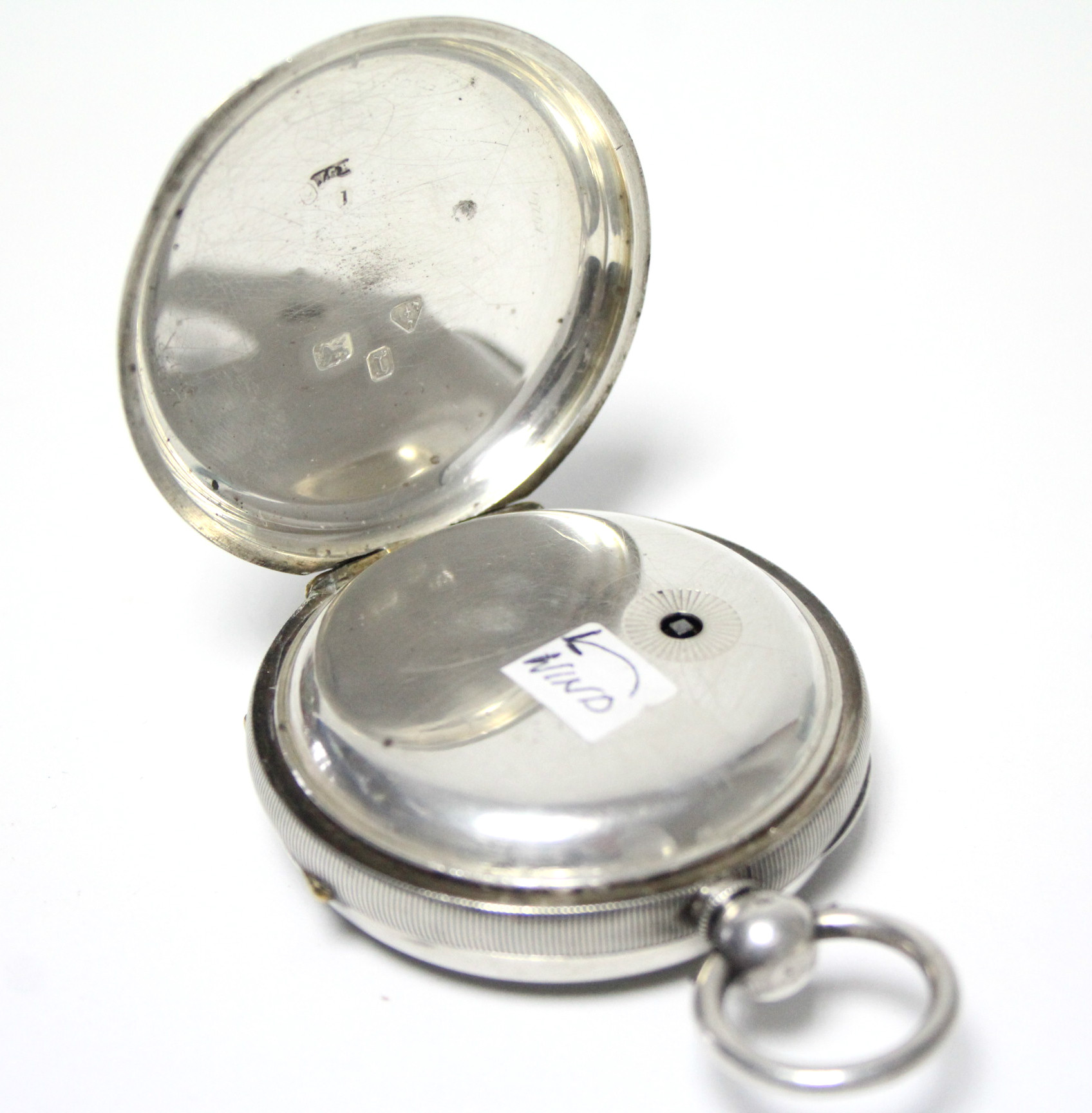 A Victorian silver cased open-face gent’s pocket watch with verge movement, the white enamel dial - Image 7 of 8